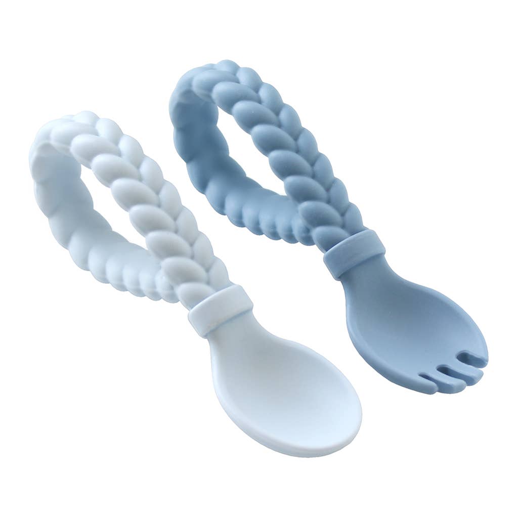 Mushie Fork/Spoon Set - Powder Blue